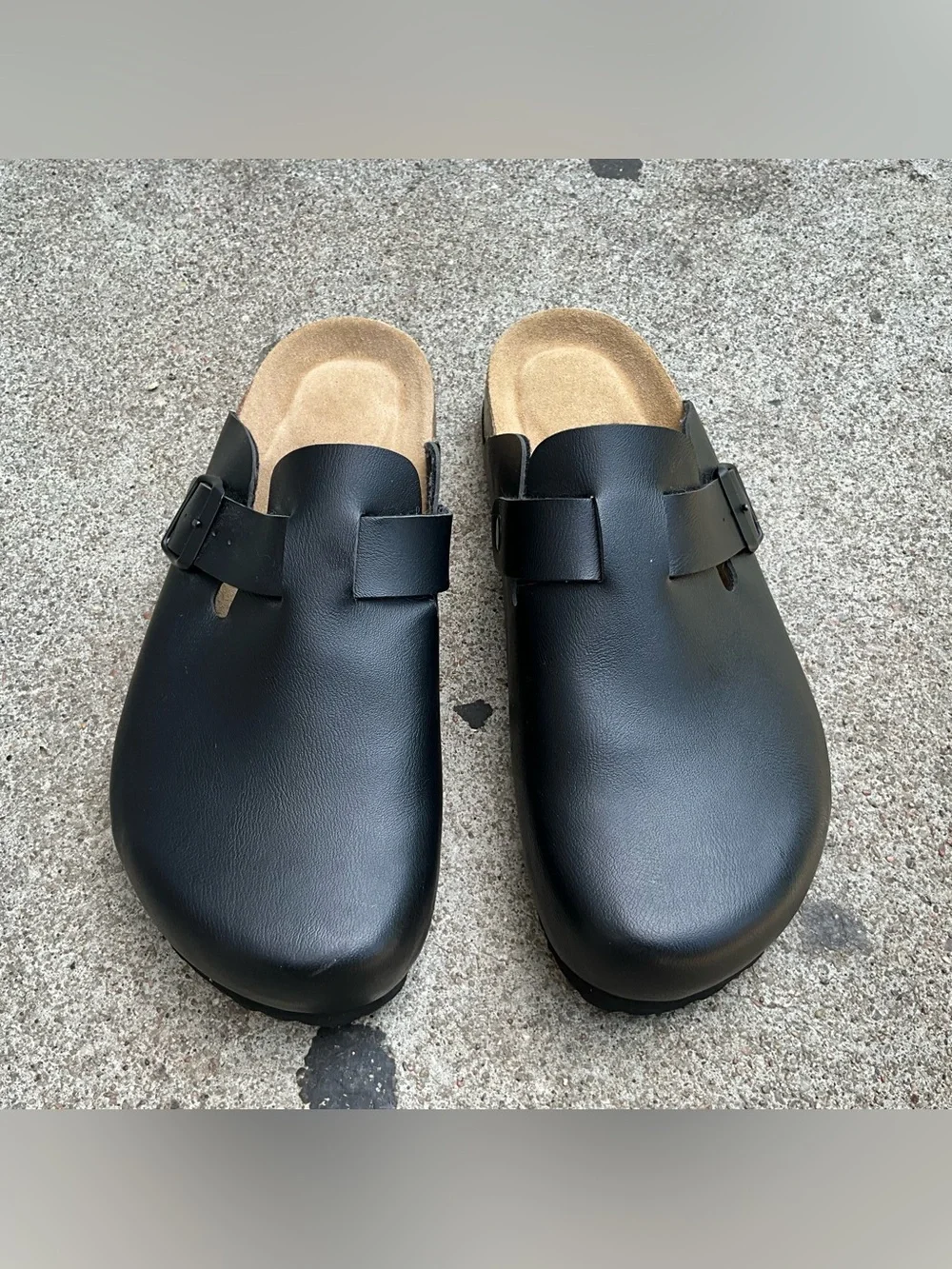 Men's Black Cushioned Slip-On Clog with Adjustable Buckle